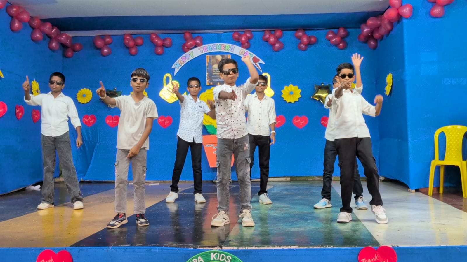Students on stage
